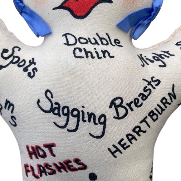 Humorous Vintage Woman Acupuncture Feminine Aging Blue Haired Cloth Voodoo Doll - Picture 10 of 14